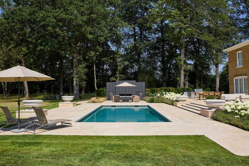 Edge of the Estate — Woolmers Park pool and patio