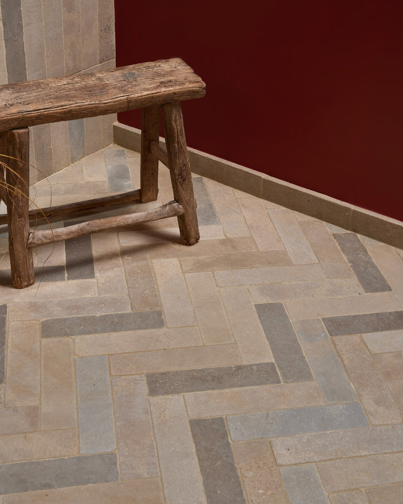 Castilan Limestone Parquet Tumbled|Credit: Divine Savages