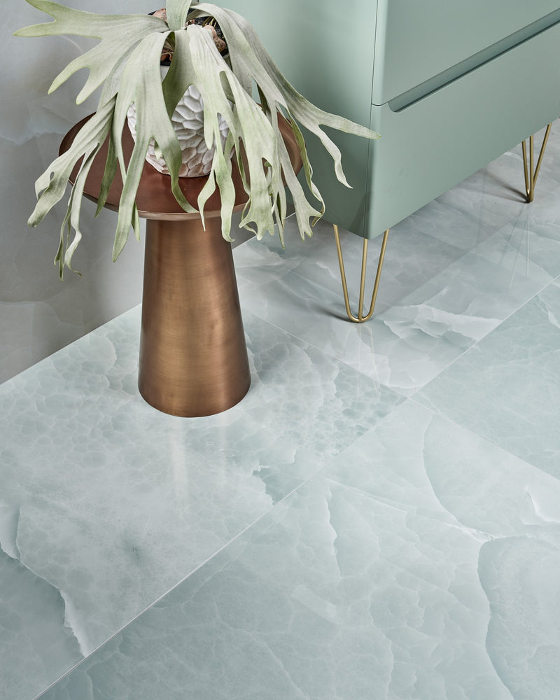 Illusion Whisper Onyx Porcelain Polished Lagoon