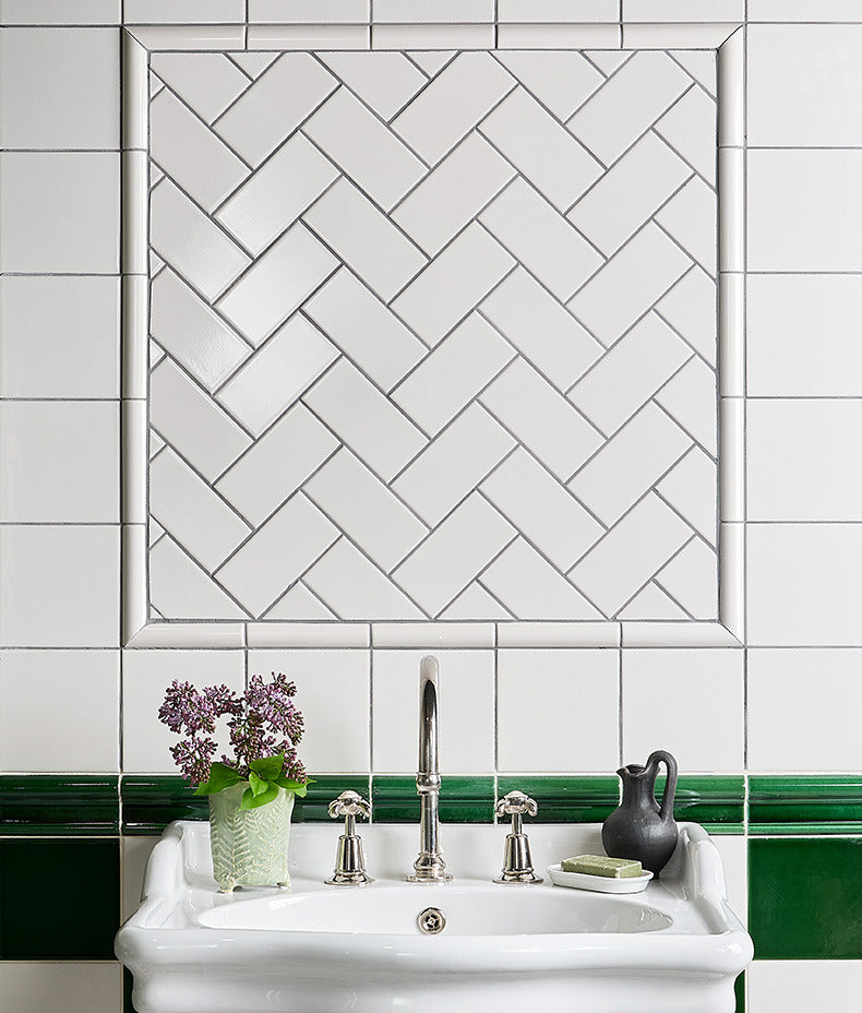 Victorian Style™ Wall Ceramic Antique White Square Crackle Glaze