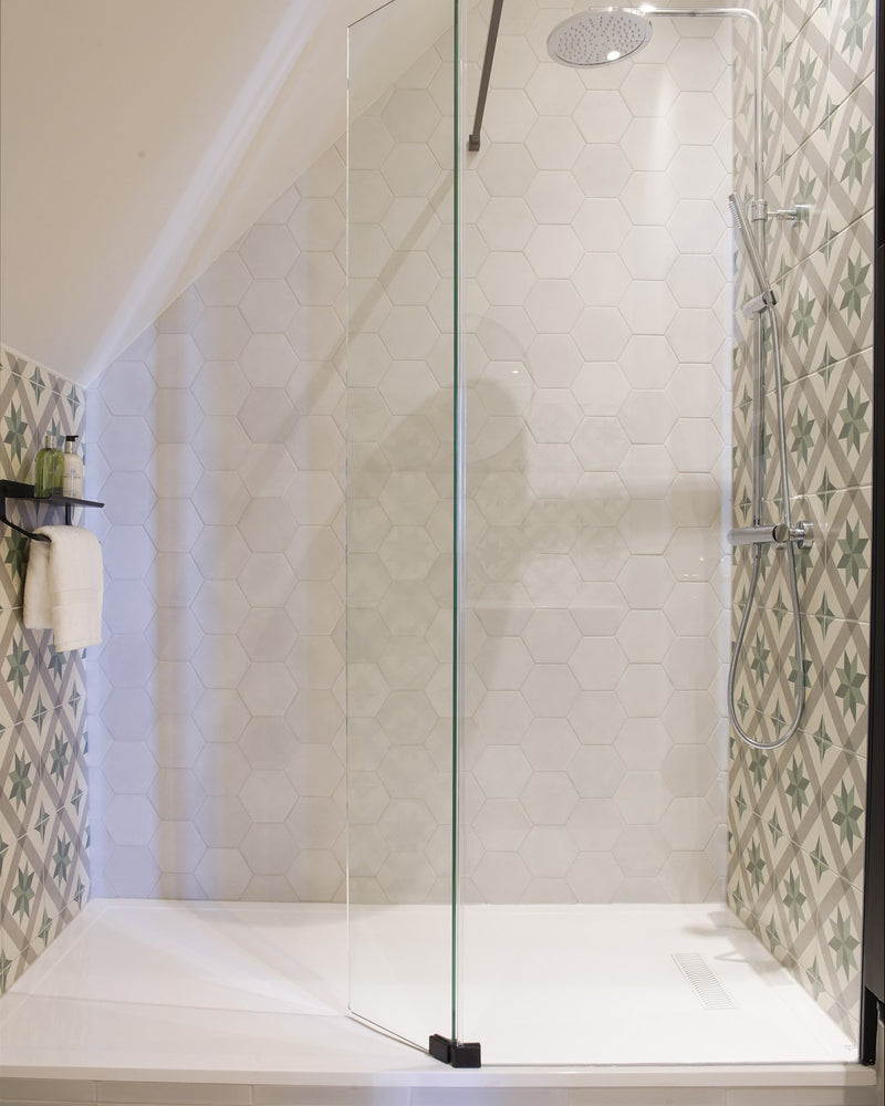 Medina Hexagon Porcelain Latte||Credit : Spaces by Design, Photography by Lucy Glen|