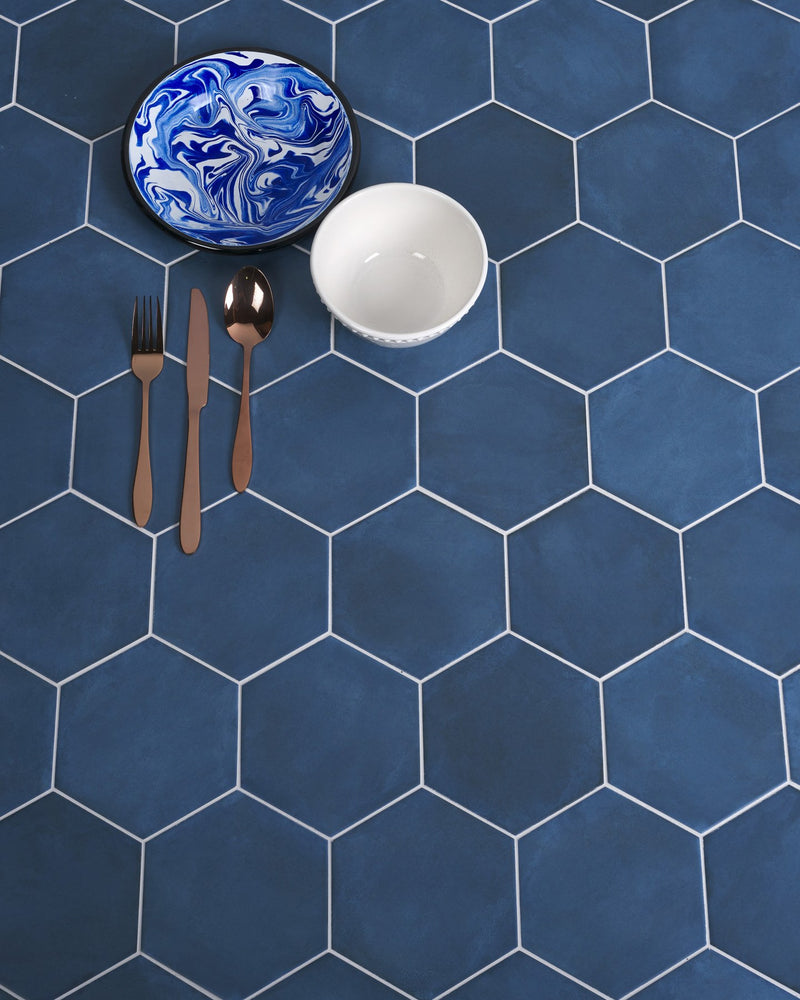Medina Hexagon Porcelain Navy Blue|||