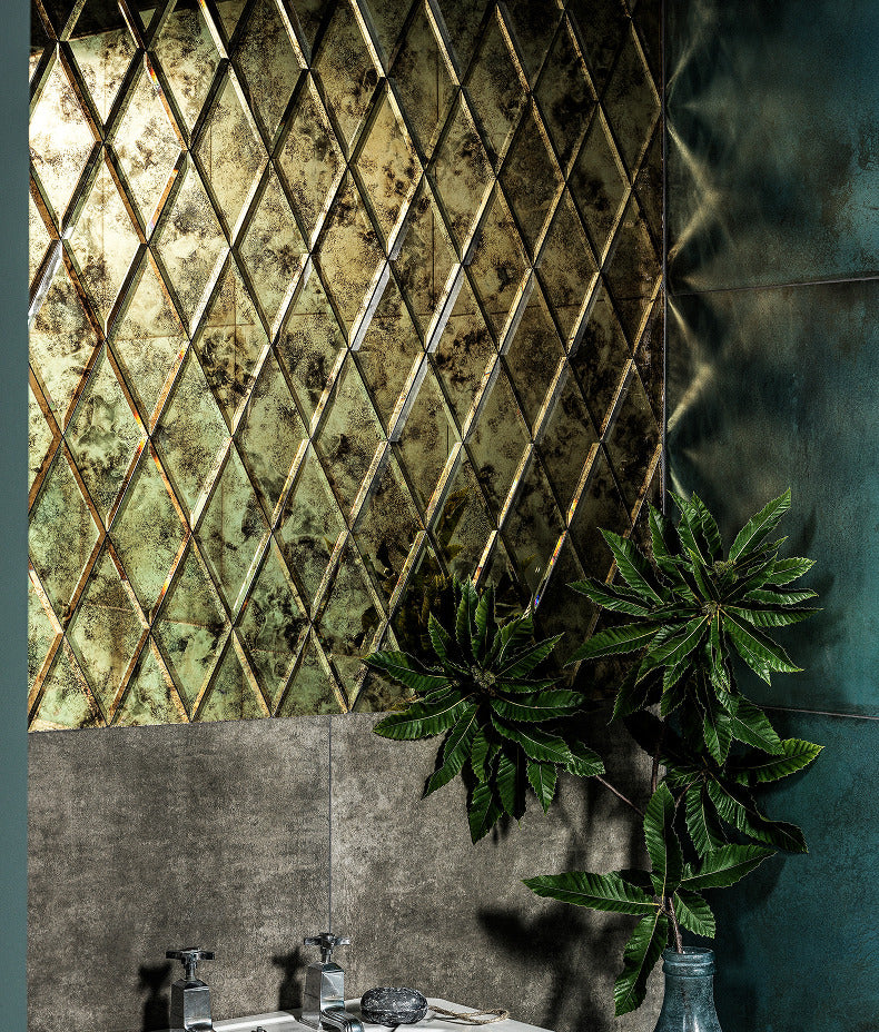 Rococo Glass Mirror Diamond Brass