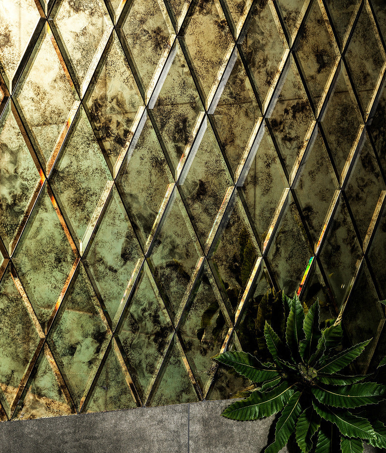 Rococo Glass Mirror Diamond Brass