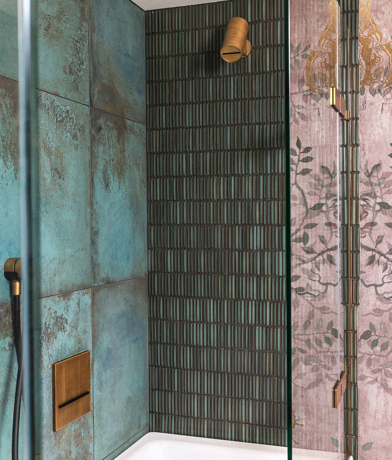 Bamboo Lustre Porcelain Mosaic Teal