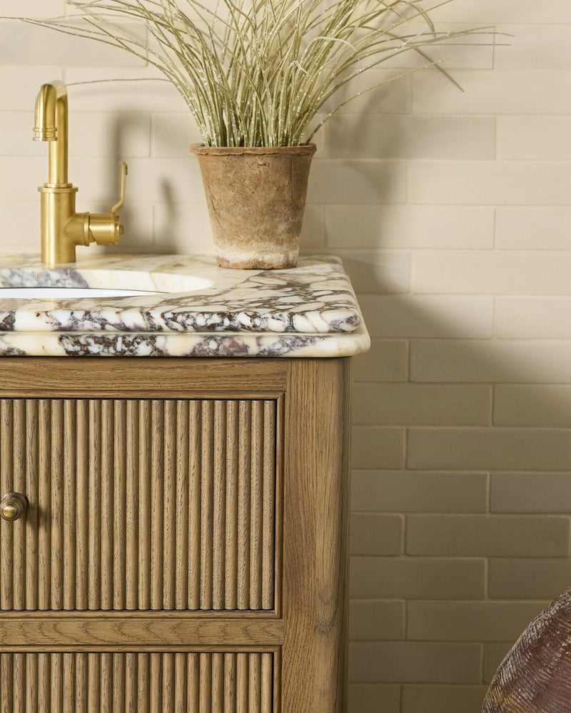 Stone Glaze Ceramic Linen Gloss Brick||Credit: Vanity by Holly Oak House|