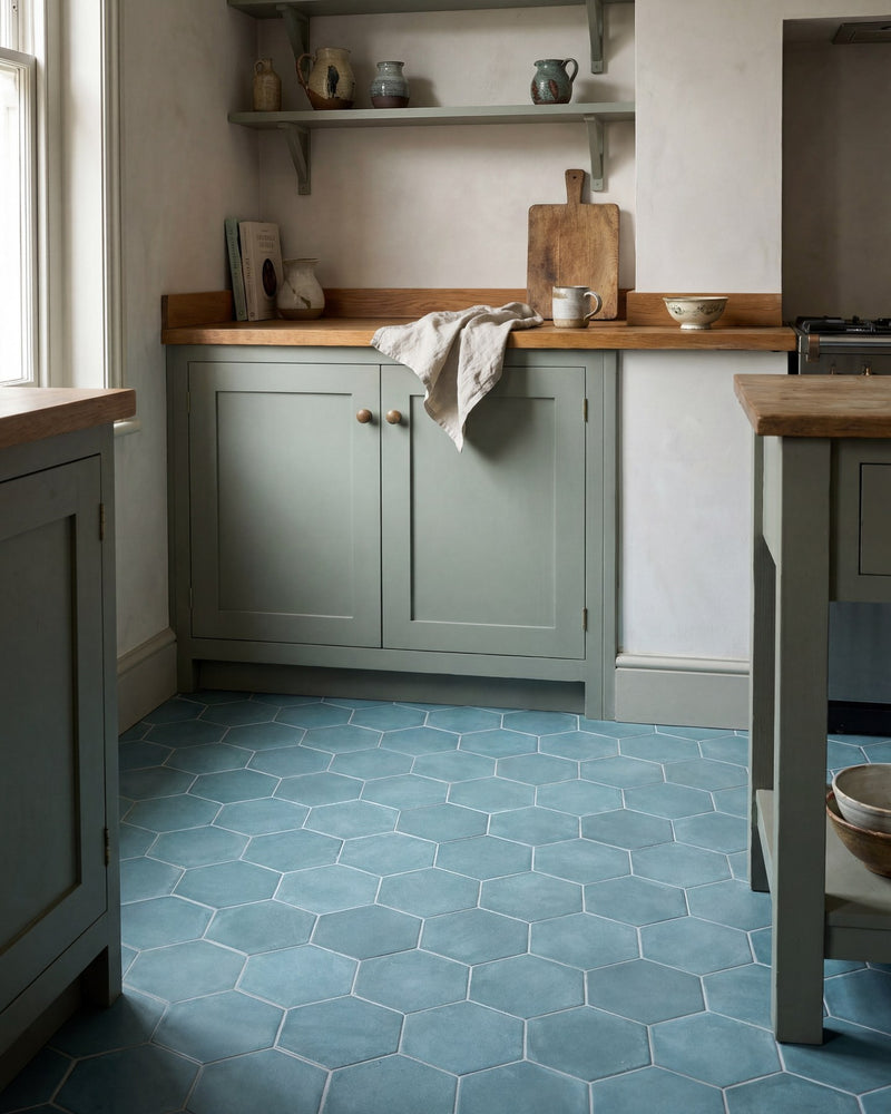 Medina Hexagon Porcelain Salvia|||