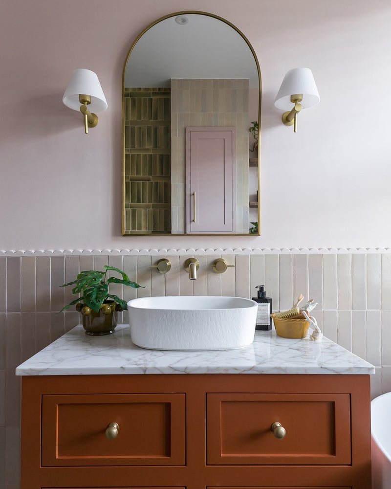 Ornamento Composite Trim Scallop|Bathroom design, installation and photography by Simply Bathrooms (Surrey) Ltd.|stone-glaze-ceramic-lemongrass-gloss-brick