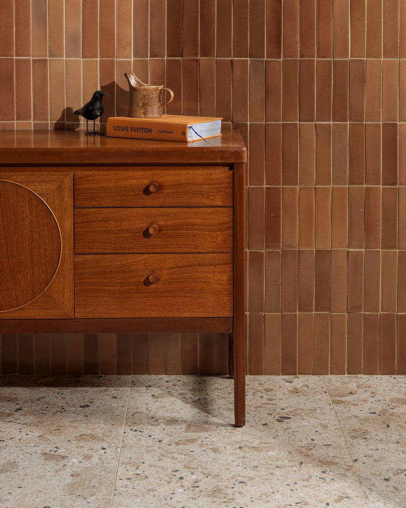 Stone Glaze Ceramic Tan Gloss Brick||Shown with Pumice Camel|