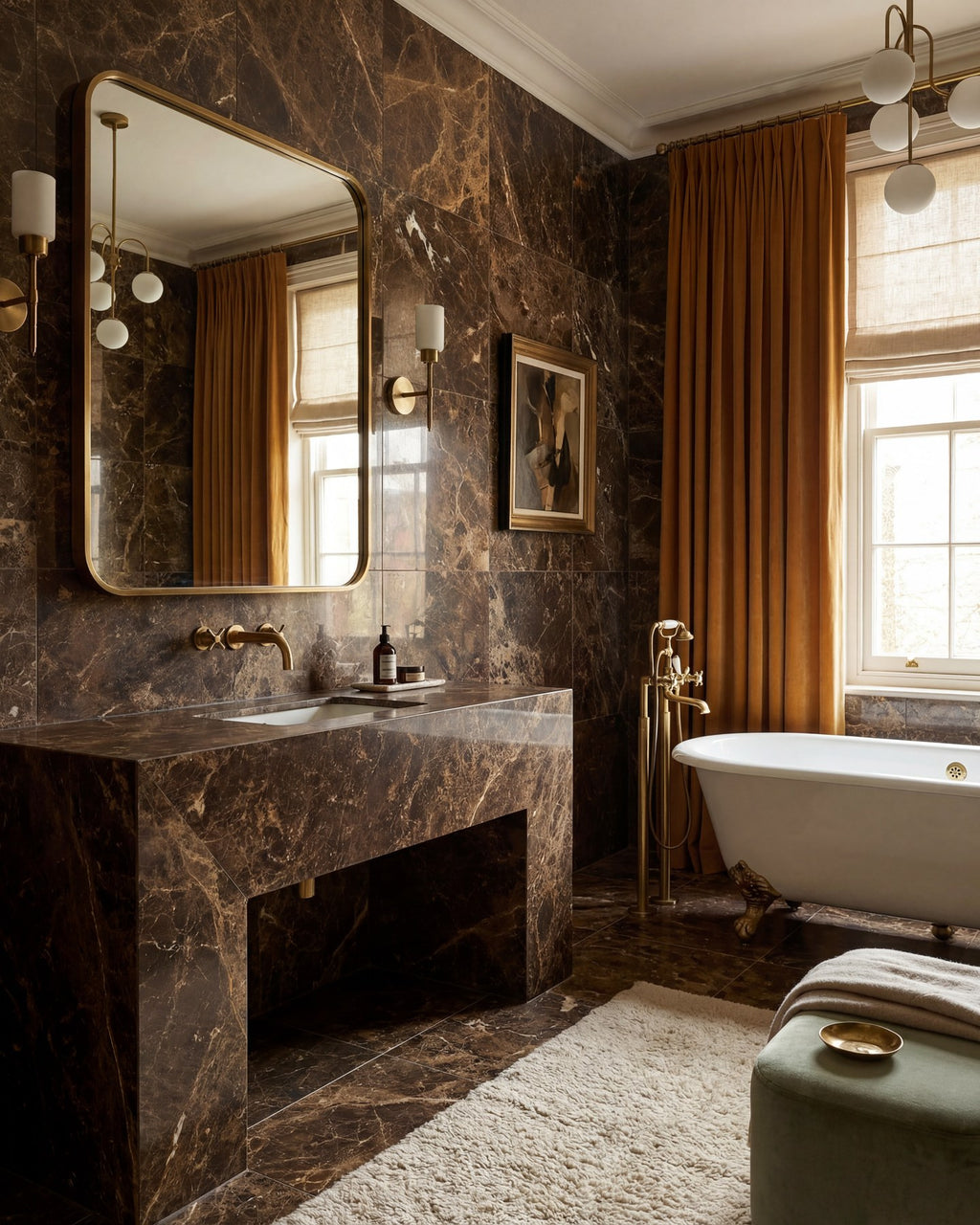 Versailles Marron Marble Slab