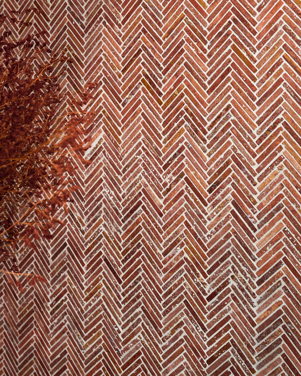 Athens Rosso Travertine Mosaic