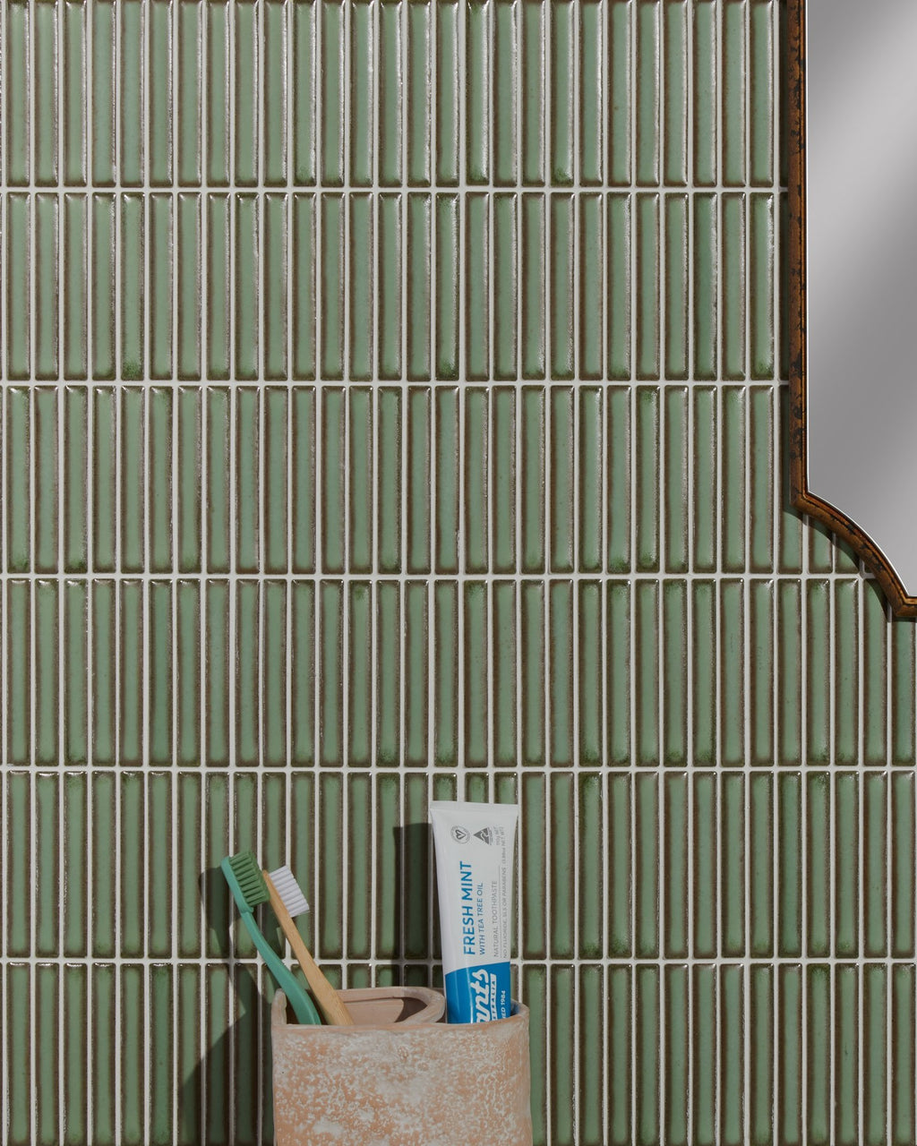 Bamboo Lustre Porcelain Mosaic Avocado
