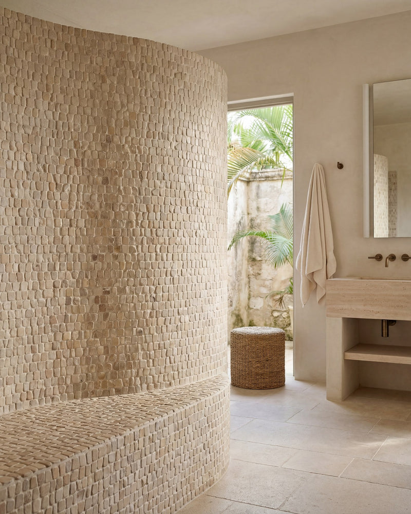 Enso Cobble Mosaic Strip Sand|||