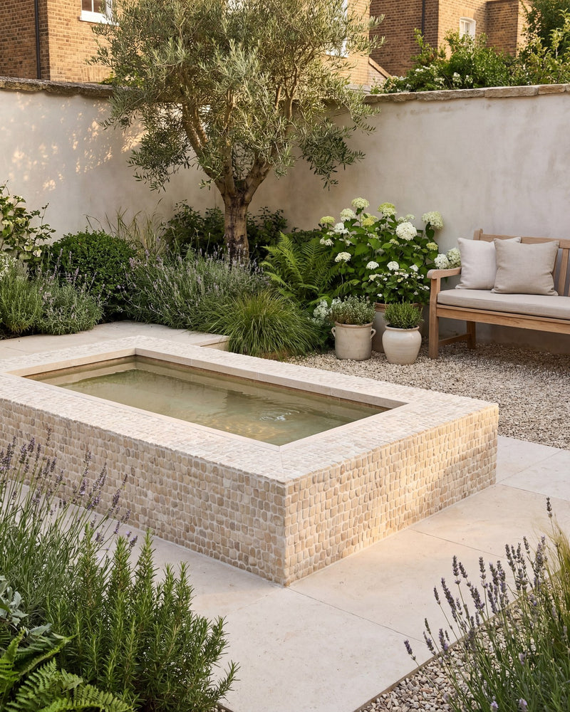 Winchester Porcelain Paving Textured|||enso-cobble-mosaic-strip-sand