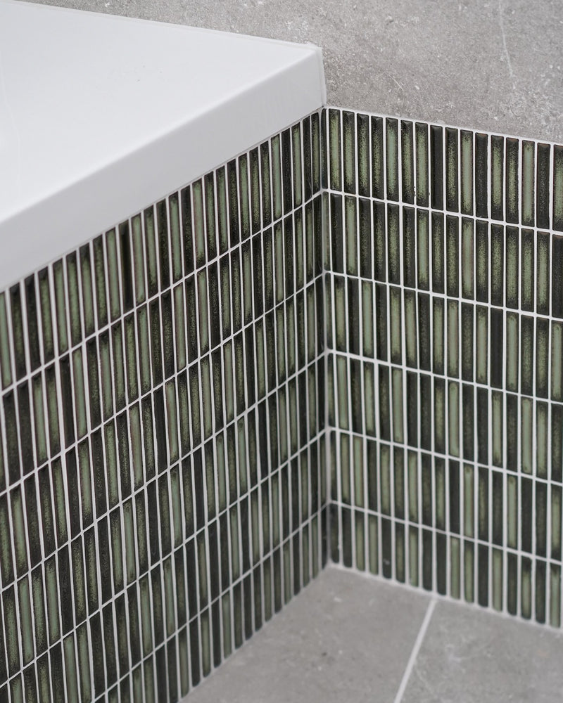 Bamboo Lustre Porcelain Mosaic Forest|Credit: Spaces by Design|riverside-porcelain-gris