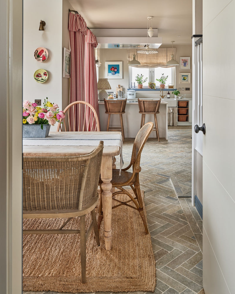 Trusloe Limestone Seasoned Finish Parquet|Credit: @kitandco_