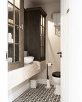 East Village Porcelain Basketweave Mosaic Bianco|Credit: Harvey Jones Kitchens