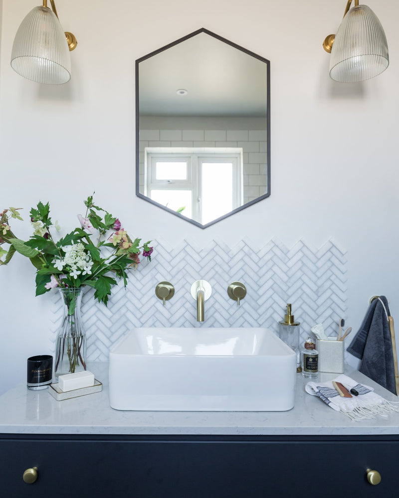 Long Island Marble Herringbone Mosaic