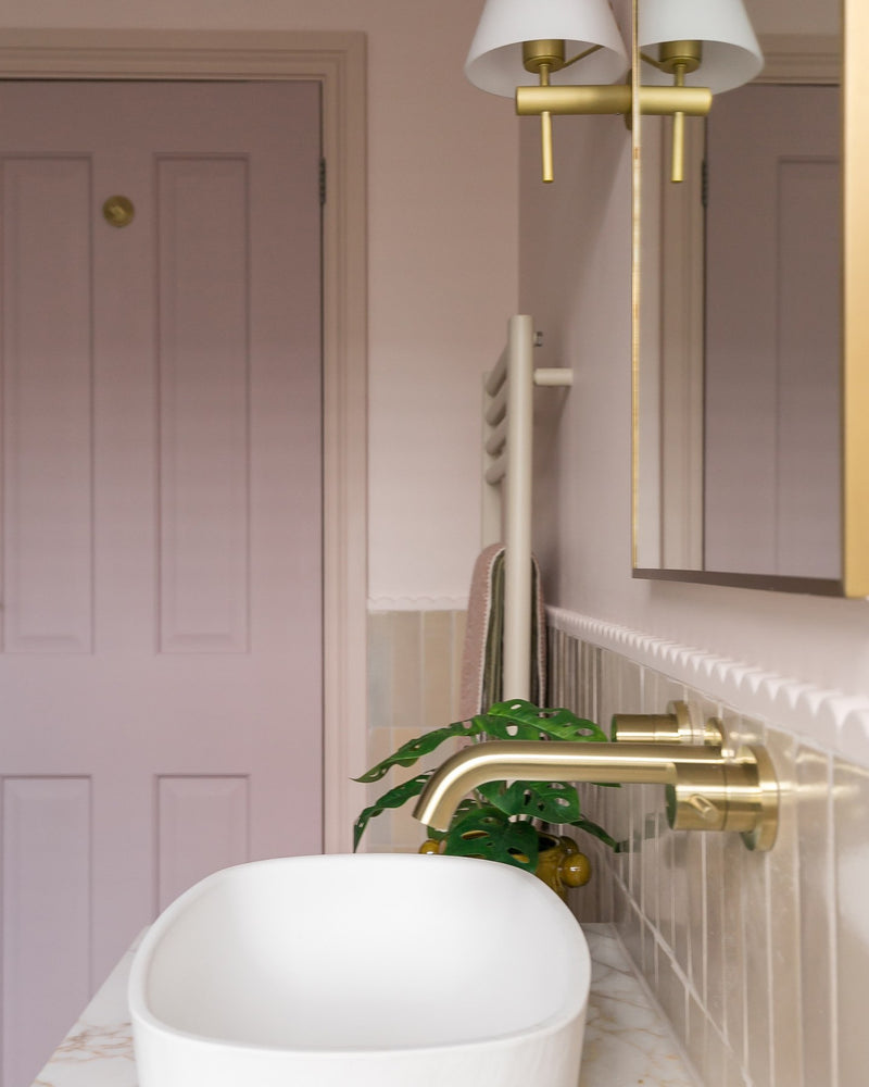 Ornamento Composite Trim Scallop|Bathroom design, installation and photography by Simply Bathrooms (Surrey) Ltd.|stone-glaze-ceramic-lemongrass-gloss-brick