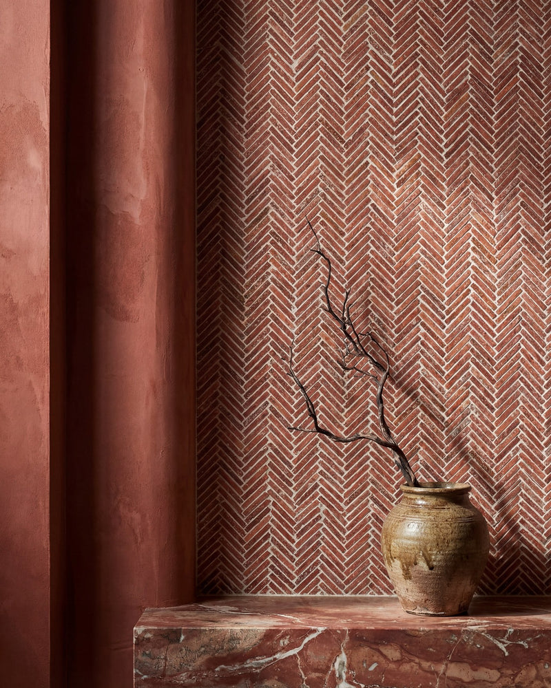 Athens Rosso Travertine Mosaic