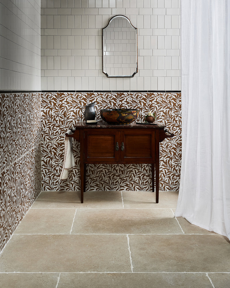 | | silk-screen-ceramic-willow-cottage-tobacco, victorian-style-wall-ceramic-antique-white-metro