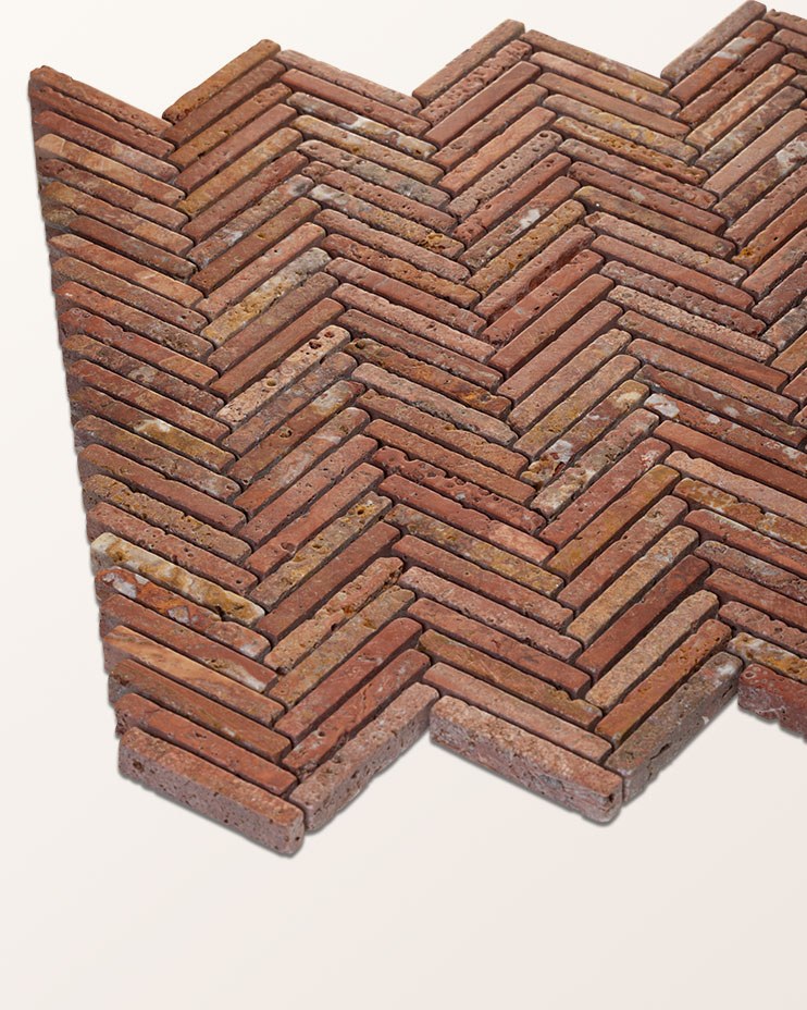 Athens Rosso Travertine Mosaic