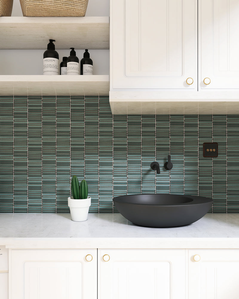 Bamboo Lustre Porcelain Mosaic Teal