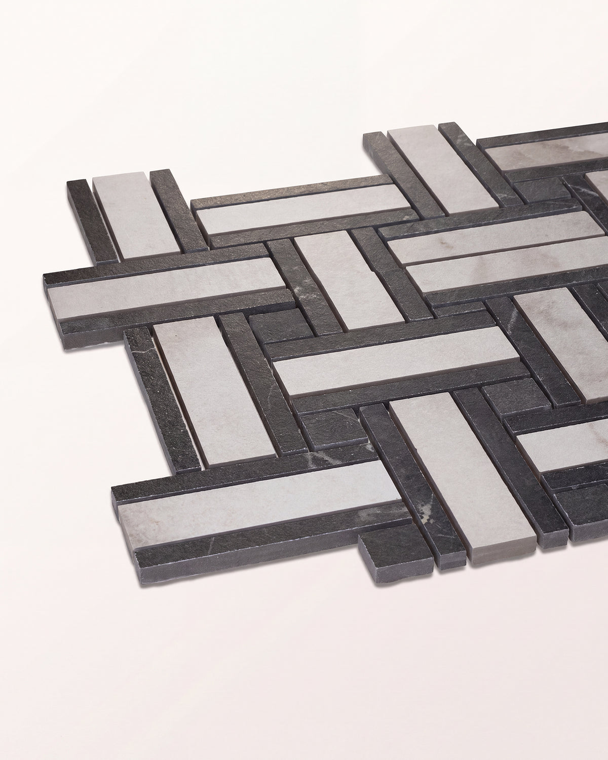 East Village Porcelain Basketweave Mosaic Bianco
