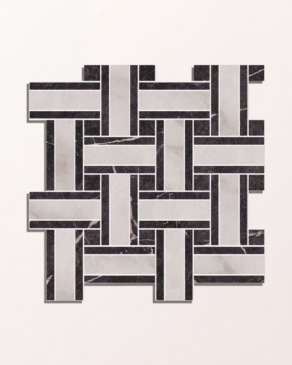 East Village Porcelain Basketweave Mosaic Bianco
