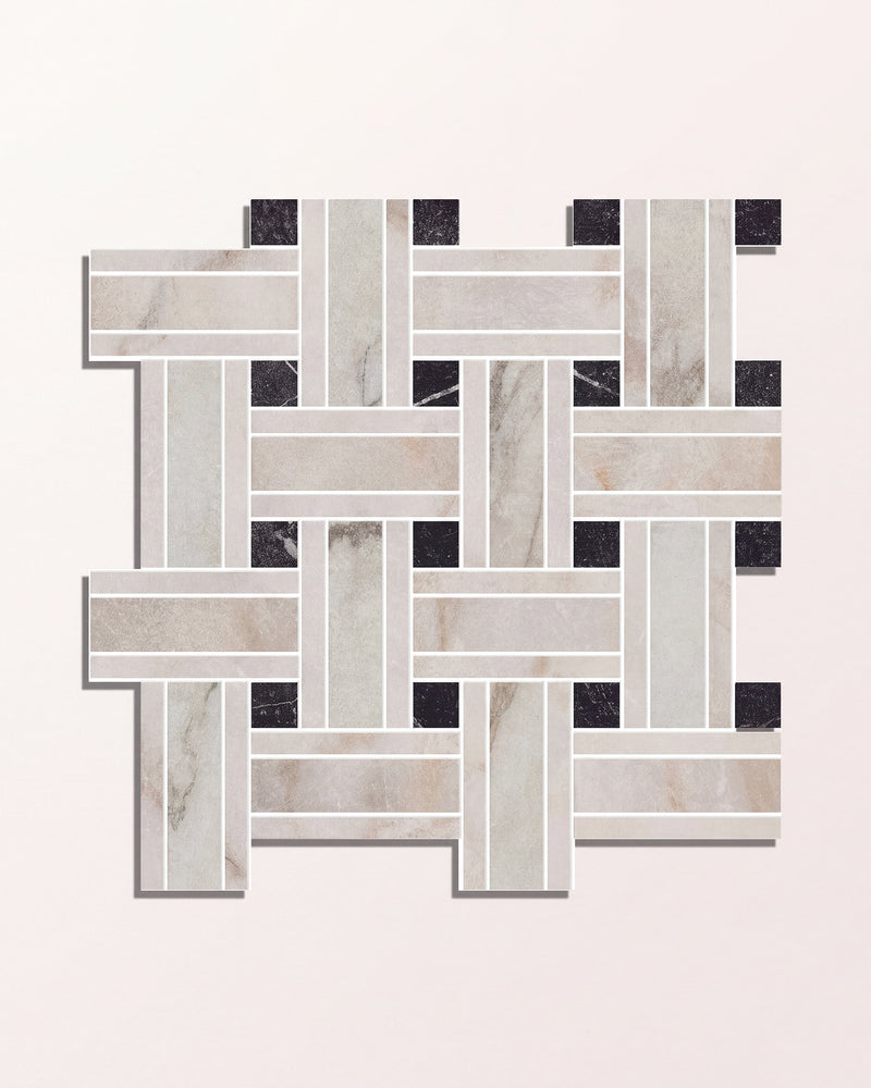 East Village Porcelain Basketweave Mosaic Oro
