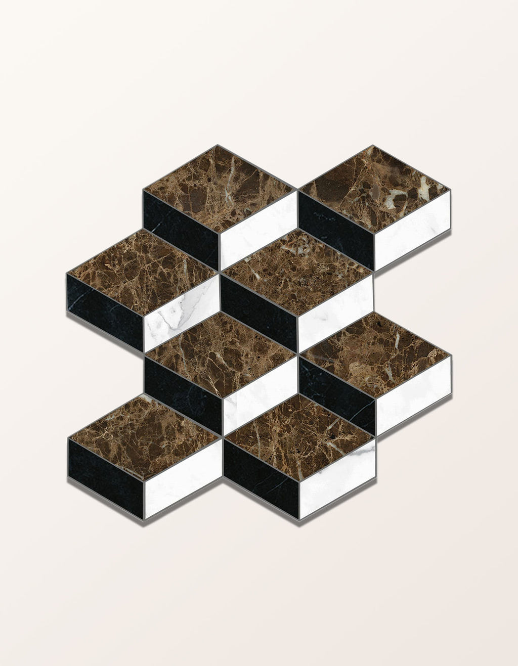 Echelon Porcelain Matt Cube Mosaic Emperador