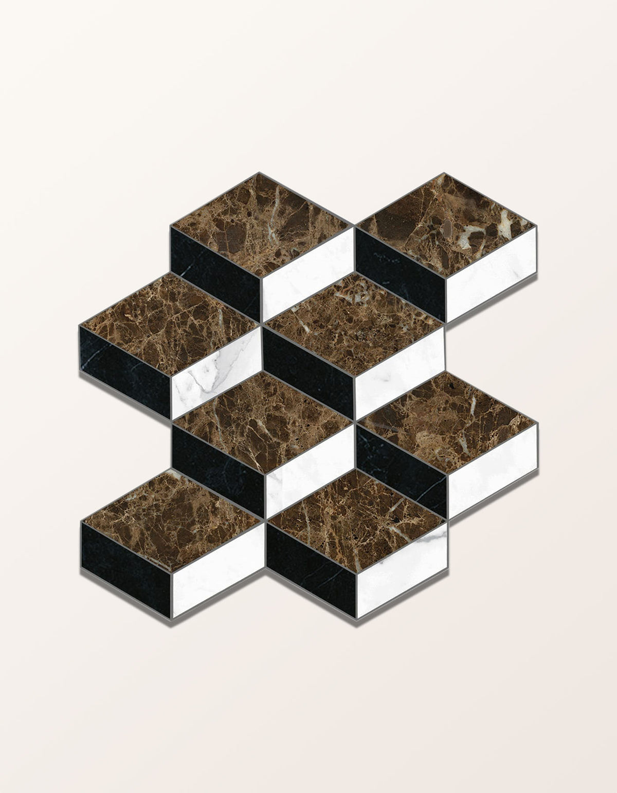 Echelon Porcelain Matt Cube Mosaic Emperador