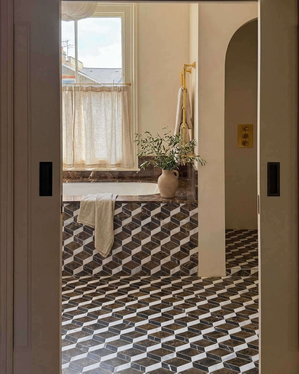 Echelon Porcelain Matt Cube Mosaic Emperador