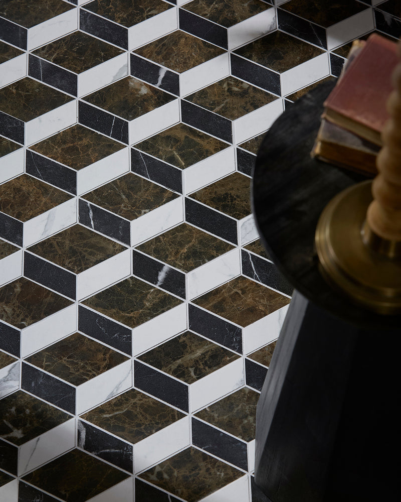 Echelon Porcelain Matt Cube Mosaic Emperador