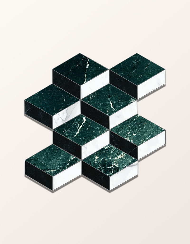 Echelon Porcelain Matt Cube Mosaic Verdi