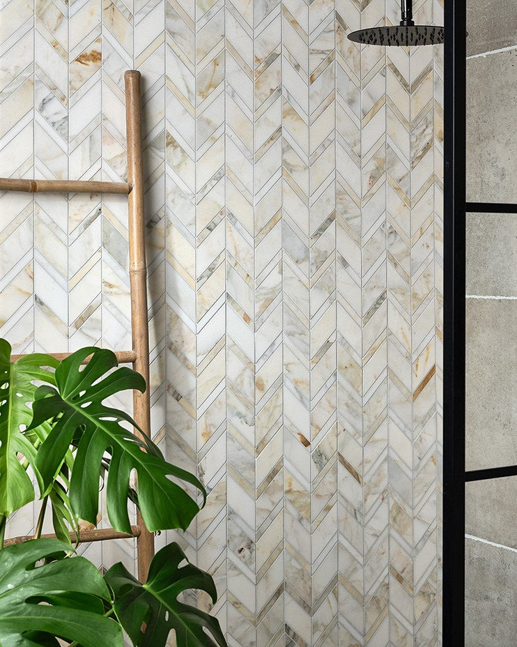 Palazzo Oro Honed Chevron Mosaic