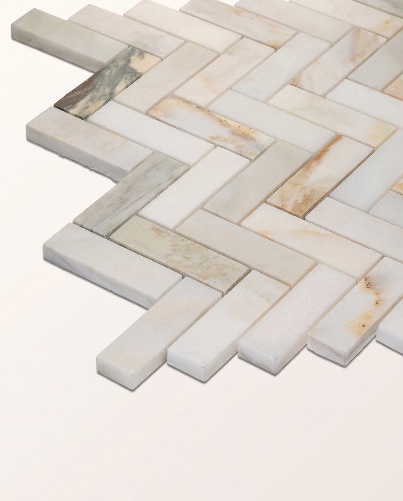 Palazzo Oro Honed Herringbone Mosaic