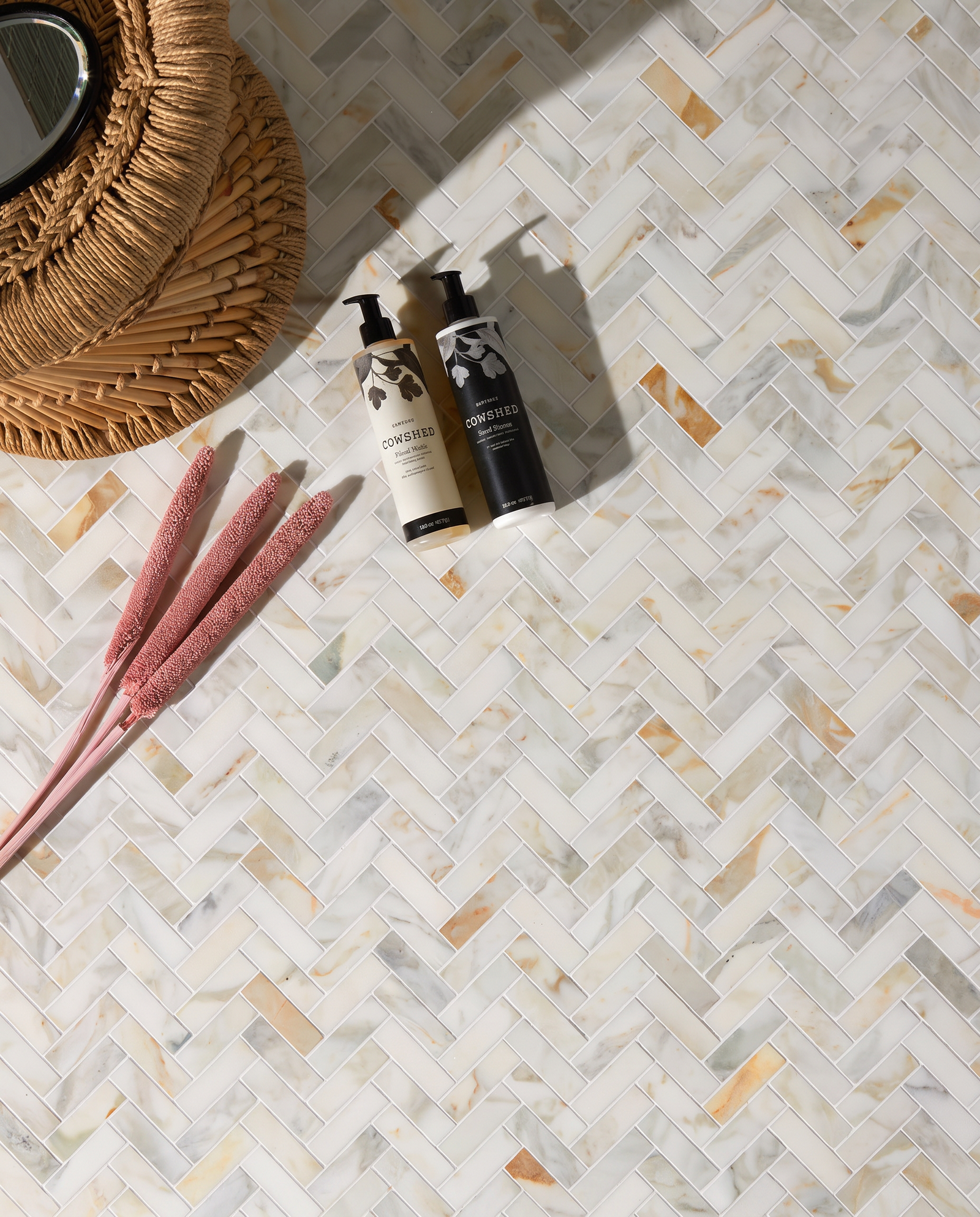 Palazzo Oro Honed Herringbone Mosaic
