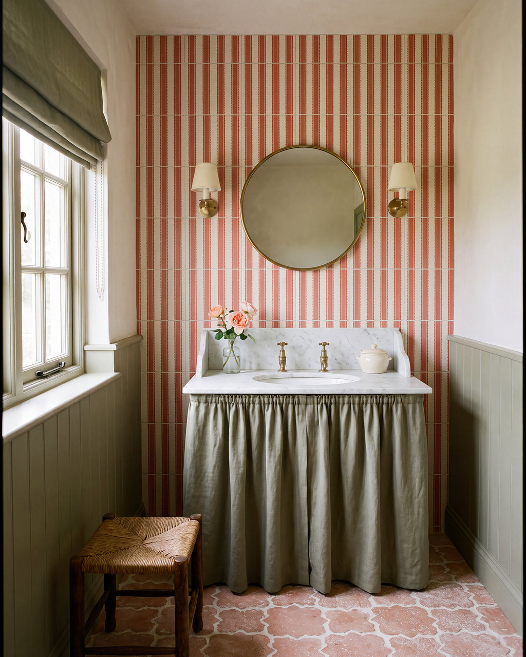 Sanderson - Pinetum Stripe Madder Porcelain