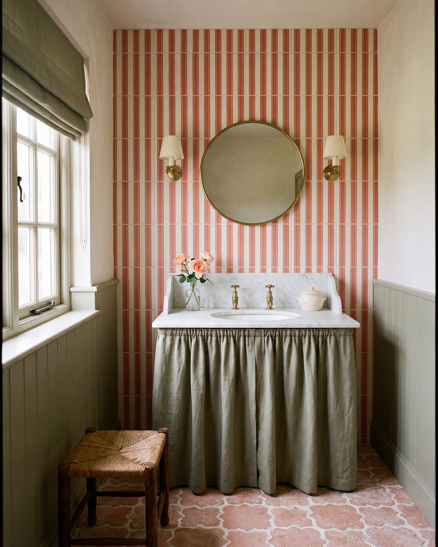 Sanderson - Pinetum Stripe Madder Porcelain