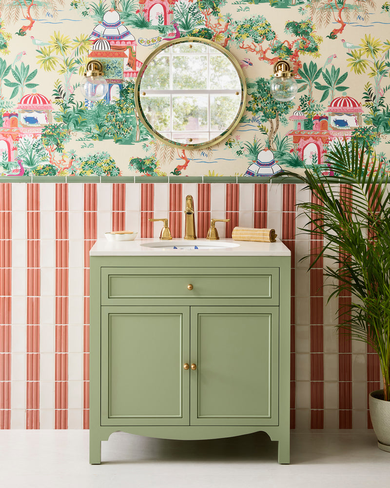 Tunstall Ceramic Fluted Brick Coral|The London Basin Company|tunstall-ceramic-brick-deep-white, victorian-style-wall-ceramic-cabbage-green-simple-beading
