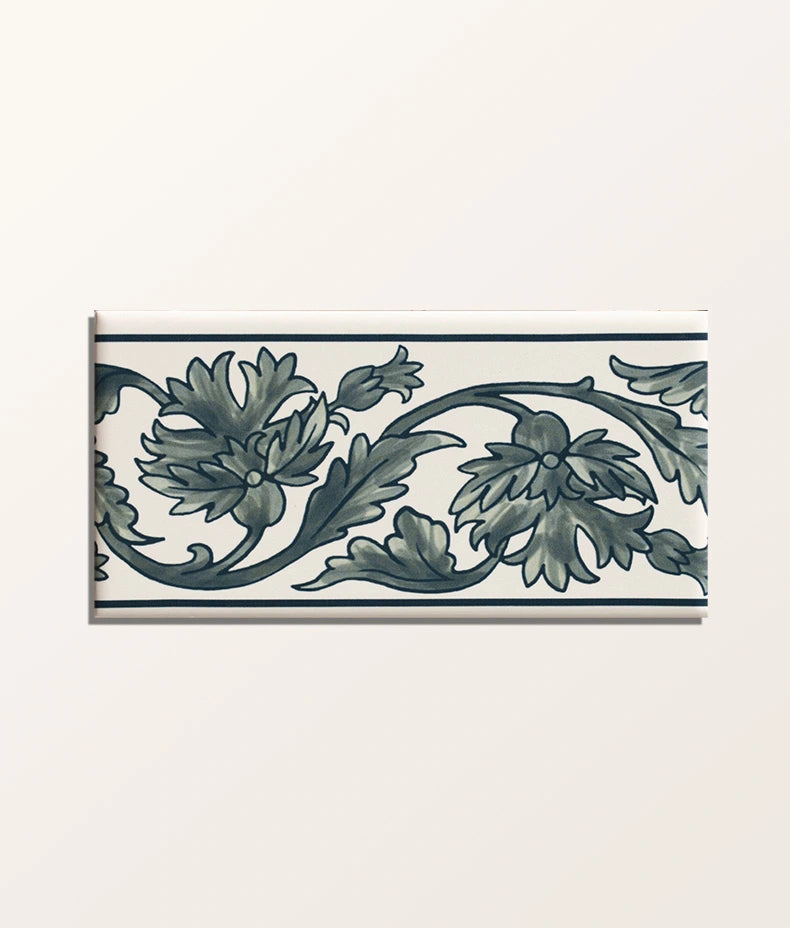 Victorian Style™ Wall Ceramic Decor Carnation Border Blue