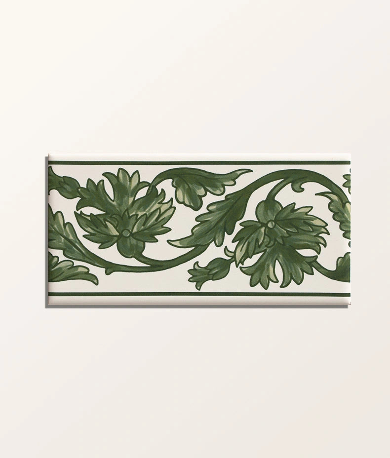 Victorian Style™ Wall Ceramic Decor Carnation Border Green