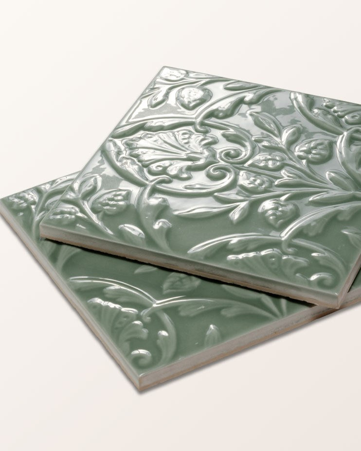 Victorian Style™ Wall Ceramic Hampton Court Vines Cabbage Green Gloss