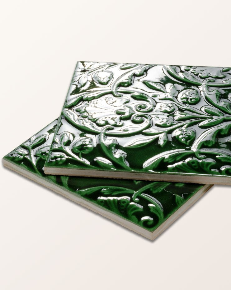 Victorian Style™ Wall Ceramic Hampton Court Vines Olive Green Gloss
