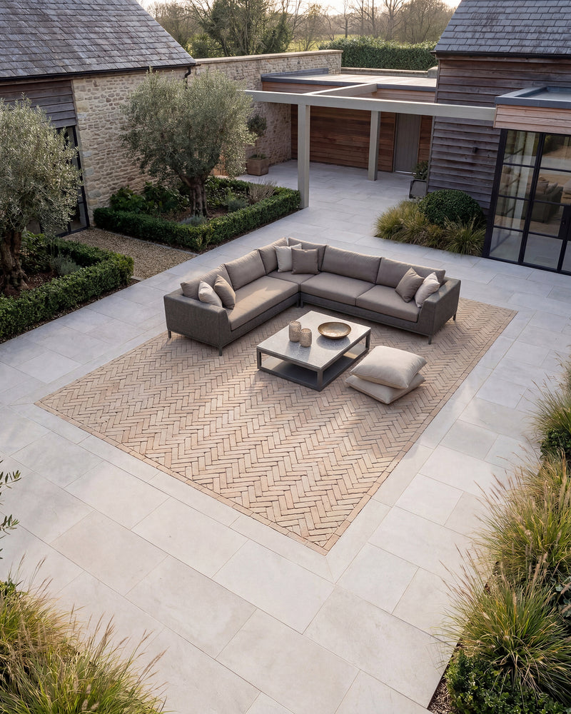 Winchester Porcelain Paving Textured||Flanders-Buff-Tumbled-Clay-Pavers