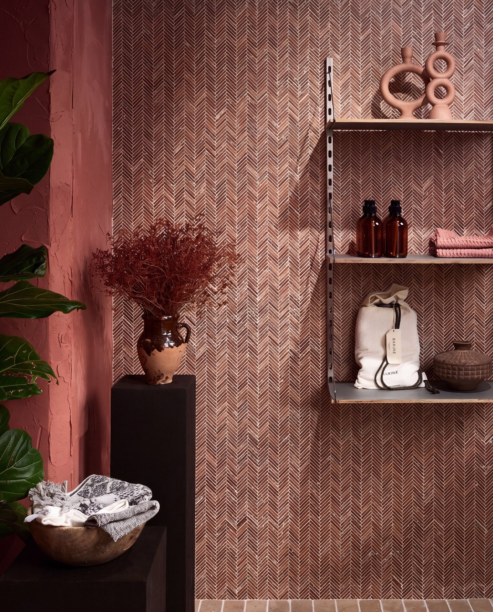 Athens Rosso Travertine Mosaic