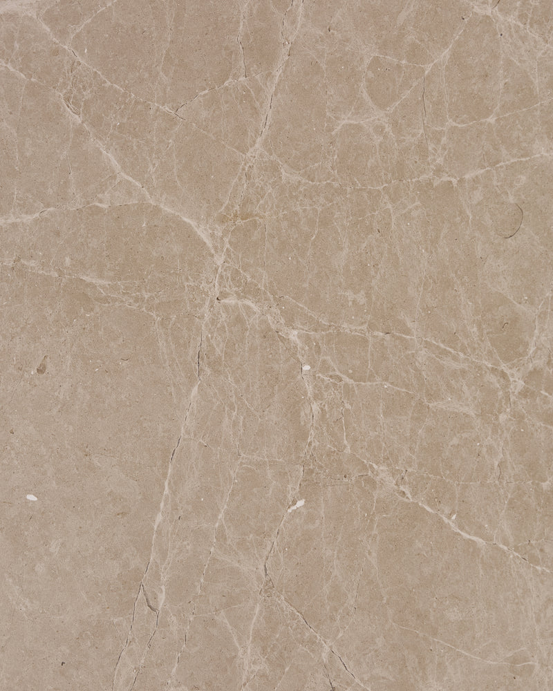 Surface texture of Domus Marble Slab in a honed finish, with soft white veining branching through a warm putty-cream ground