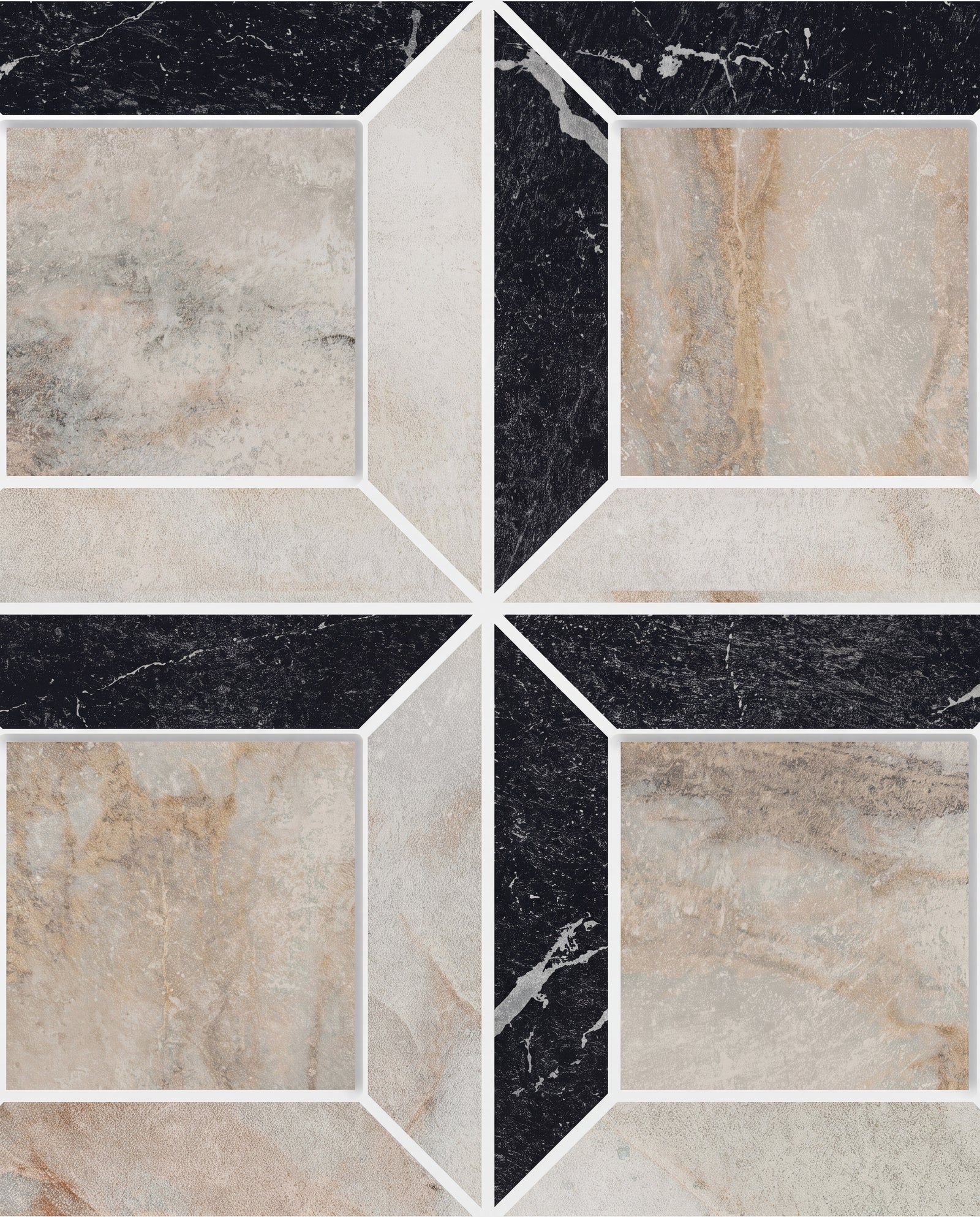 East Village Porcelain Quadrant Mosaic Oro
