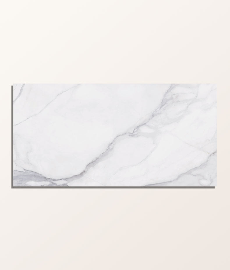 Single rectangular Kensington Porcelain Matt tile showing the white surface and soft grey veining